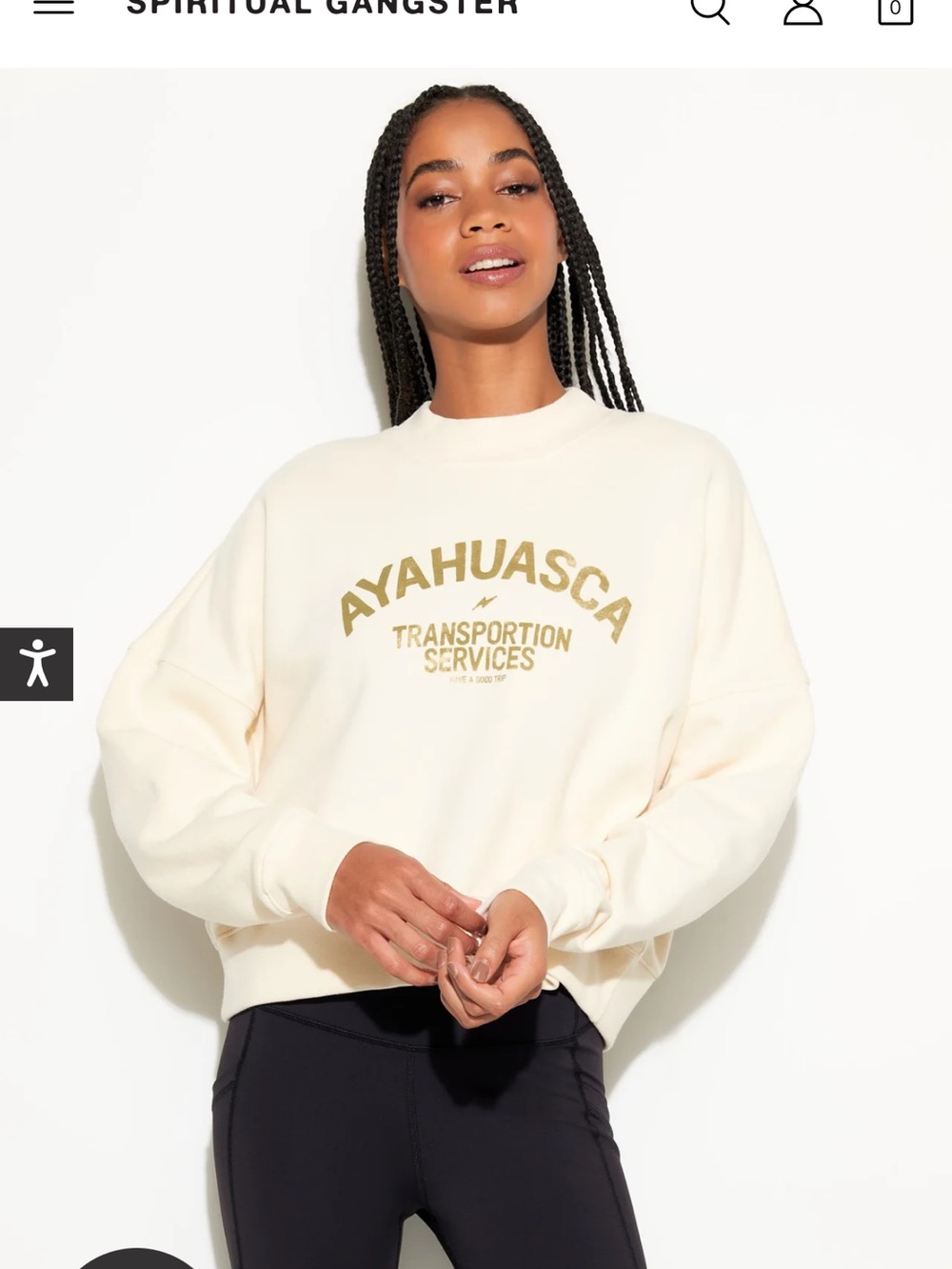 Spiritual Gangster Cream Sweatshirt with Gold-Green Print